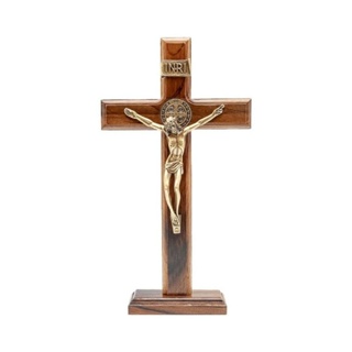 Crucifixo de Madeira Para Mesa ou Parede 12cm 19cm com Medalha de São Bento em Oferta na Shopee