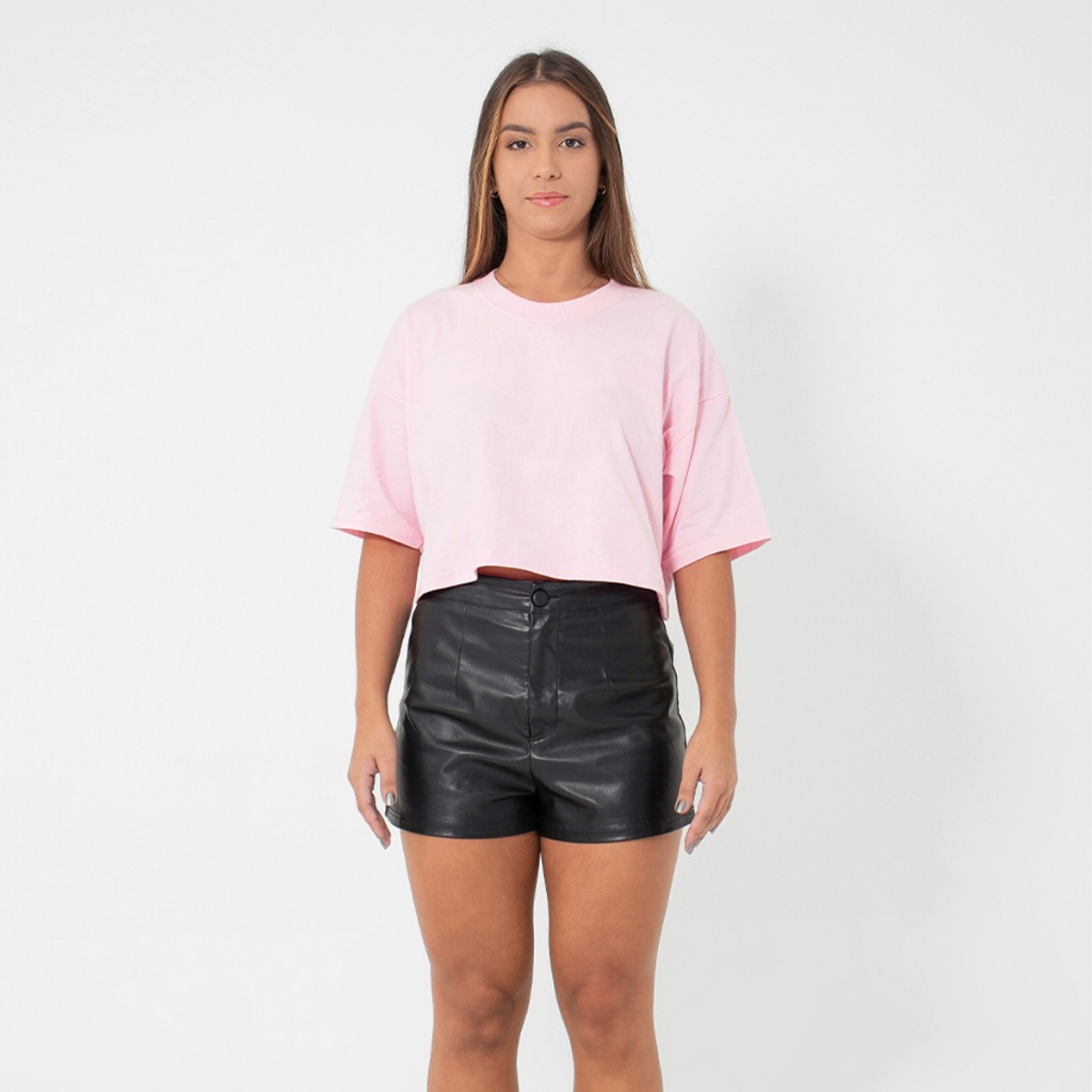 Cropped Feminino Basic Streetwear Rosa Claro - Women Clothes