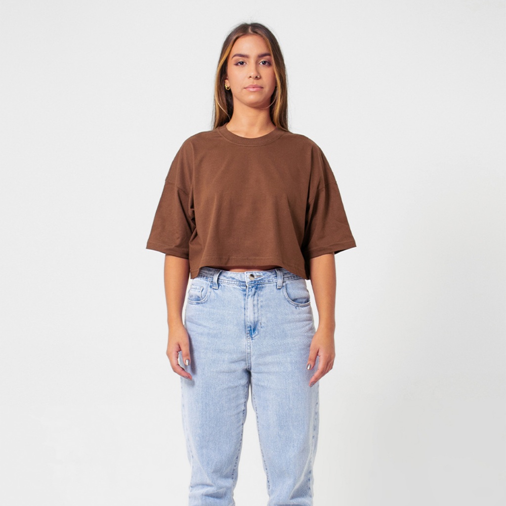 Cropped Feminino Basic Streetwear Marrom - Women Clothes