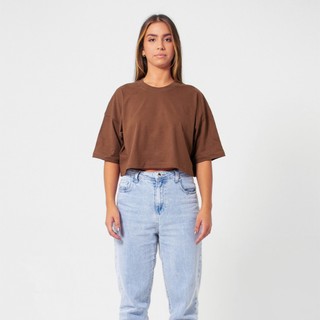 Cropped Feminino Basic Streetwear Marrom em Oferta na Shopee