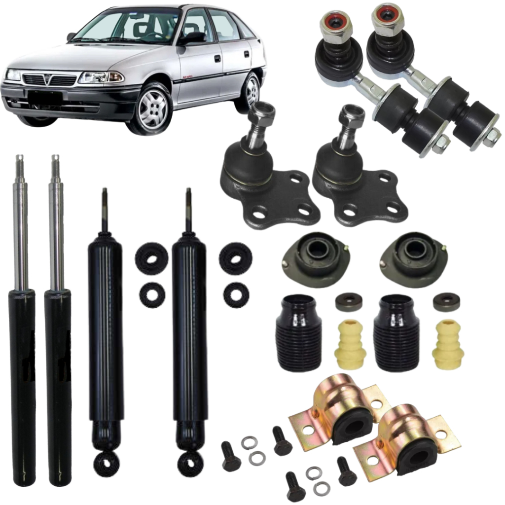 04 Amortecedores Astra Importado Belga Hatch + Pivô + Coxim + Bieleta + Barra