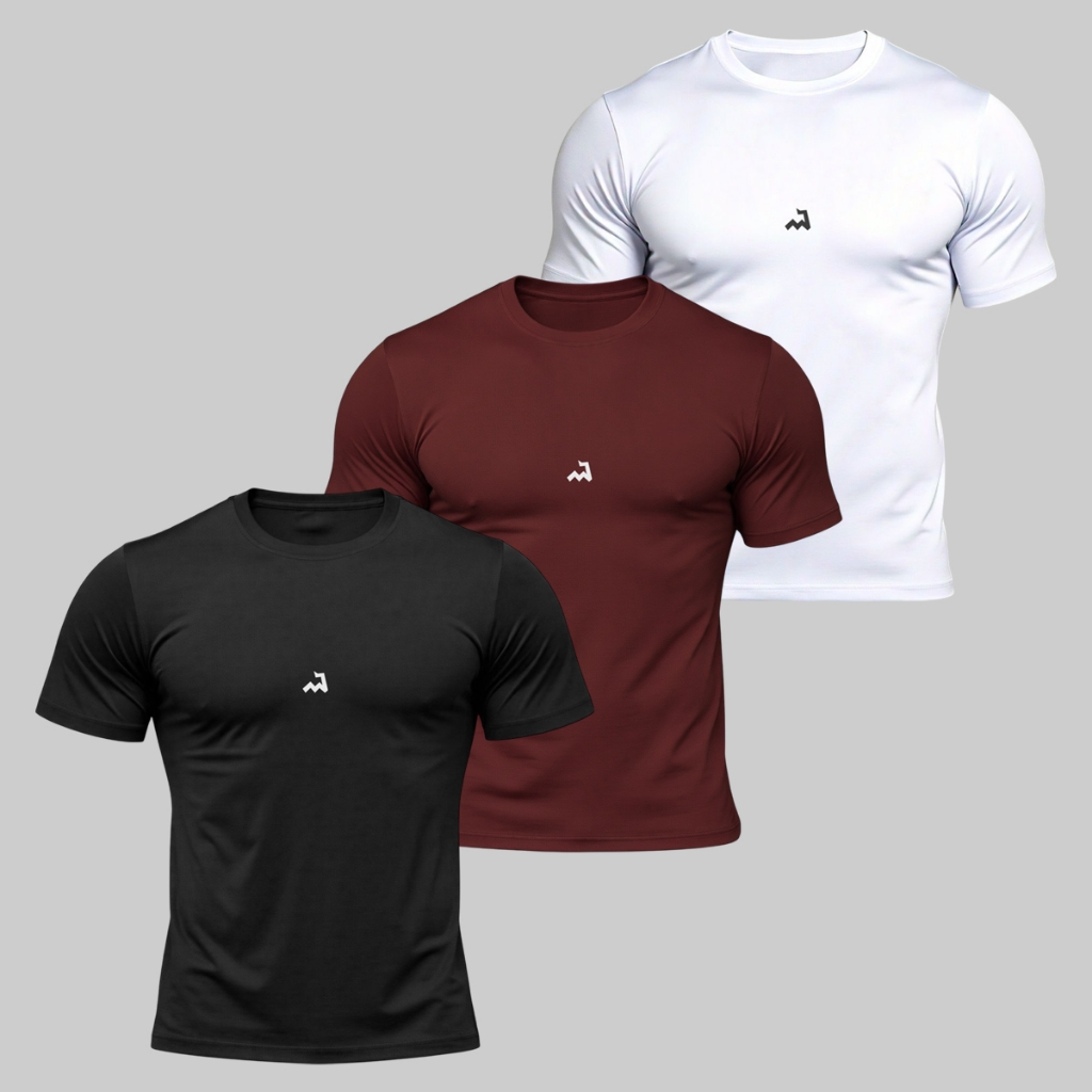Kit 3 Camiseta Dry Fit Masculina Fitness Academia Corrida Cross Poliester Premium Esporte Anti Suor