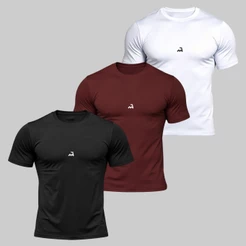 Kit 3 Camiseta Dry Fit Masculina Fitness Academia Corrida Cross Poliester Premium Esporte Anti Suor