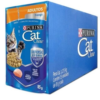 Sache Cat Chow Adultos Frango - Com 15 Unidades