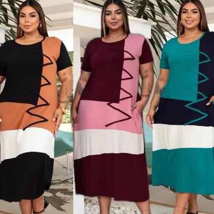 Vestido CHEMISE Camisetão Plus Size em Malha VISCOLYCRA Premium G1 ao G3-Festa Elegante*