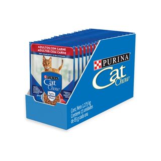 Sache Cat Chow Gatos Castrados Carne Caixa com 15 Unidades em Oferta na Shopee