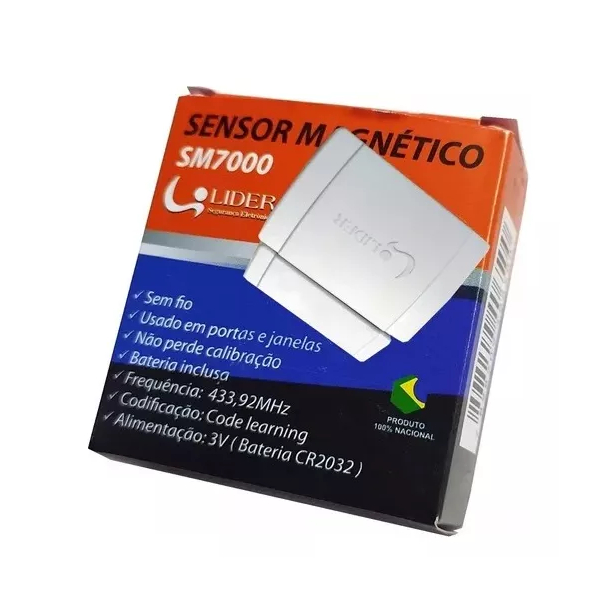 Sensor Magnético De Abertura 433mhz Sem Fio Sm7000 Lider
