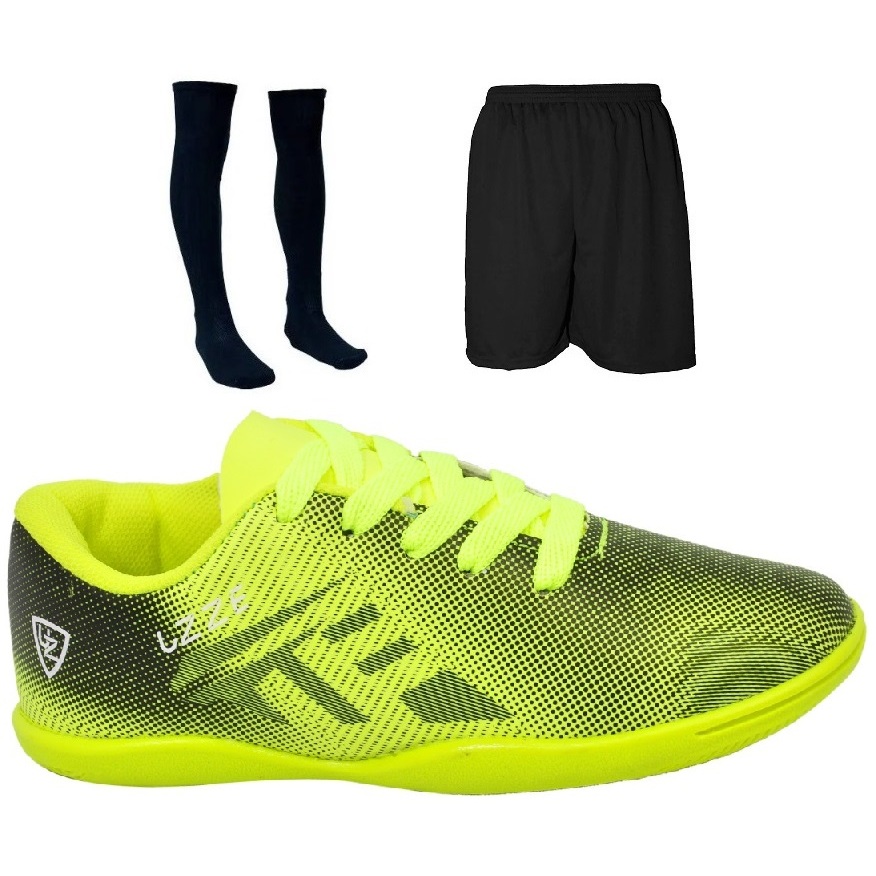 Chuteira Futsal Salão Quadra Nova Adulto Infantil Meião Short UZ