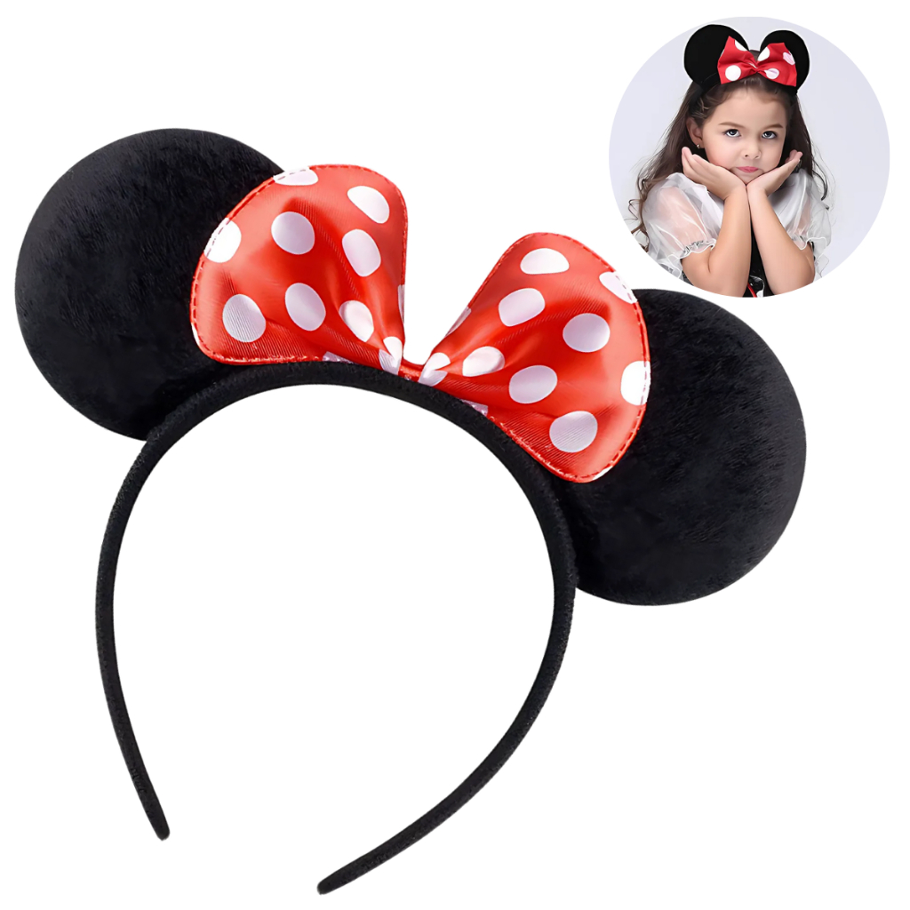 Tiara Arco Minnie Preto Com Vermelho
