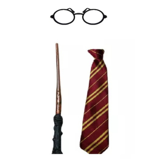 Kit  Harry Poter Baqueta + óculos e gravata