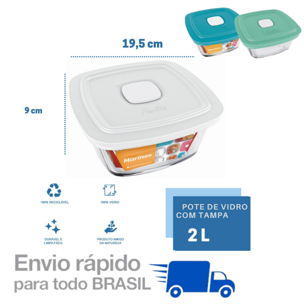 Pote Marinex Vidro Facilita Vap 2l Com Tampa Plastica - 1 UN