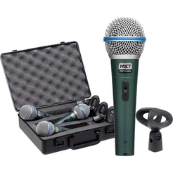 Kit 3 Microfones Dinâmicos MXT PRO BTM-58A Profissionais XLR Metal com Chave Liga/Desliga para Voz, Palco e Eventos