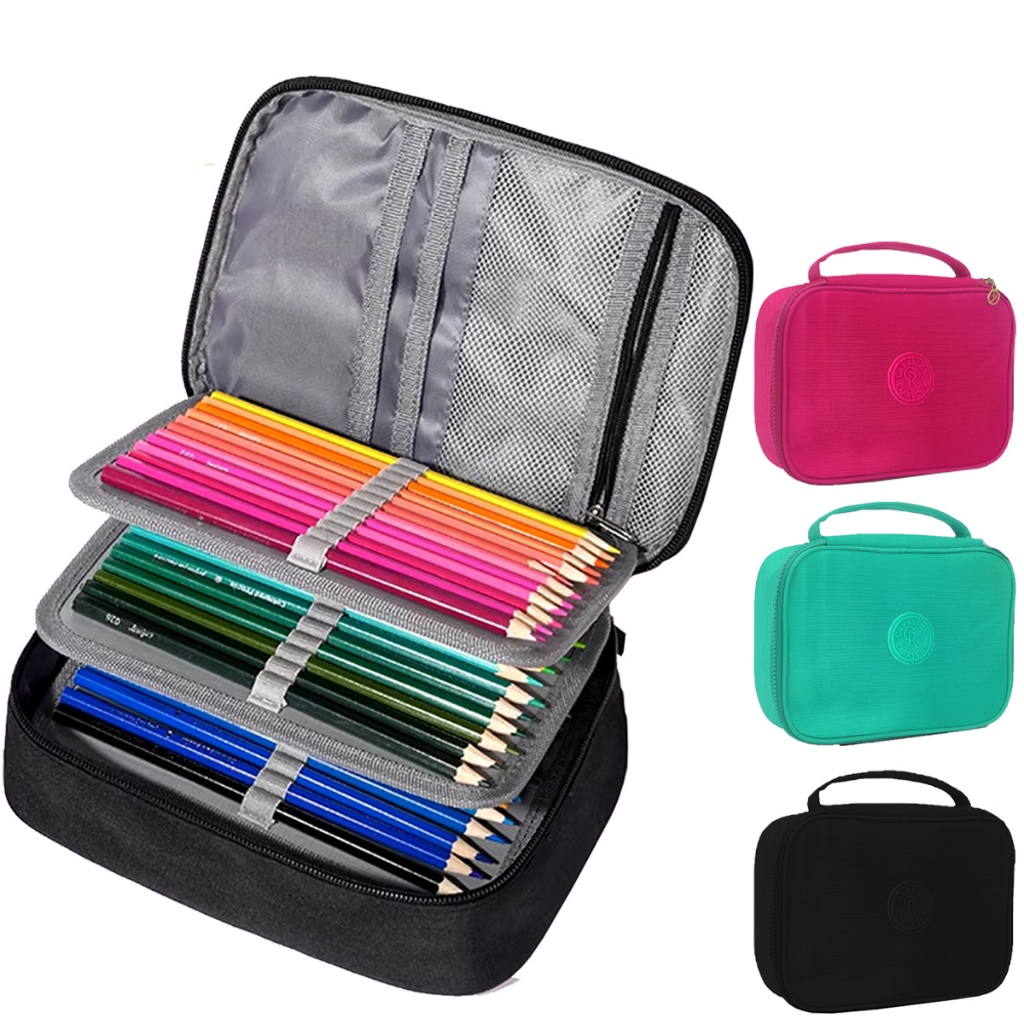 Estojo Bolsa Box Escolar Grande Para 72 Lápis Compartimento com feche de Ziper Unissex em Oferta na Shopee
