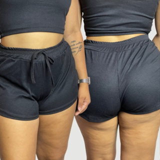 Short Feminino Curto Canelado Elástico na Cintura - SHC em Oferta na Shopee