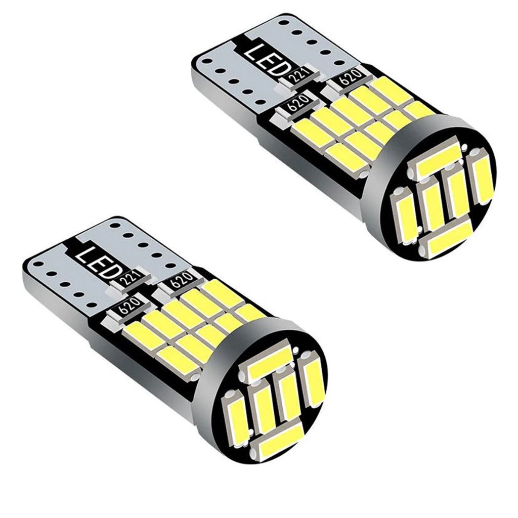 Par Pingo LED T10 Farol Meia Luz de Placa Luz Interna Super Branco 6000k 5w Cambus Nao acende luz painel