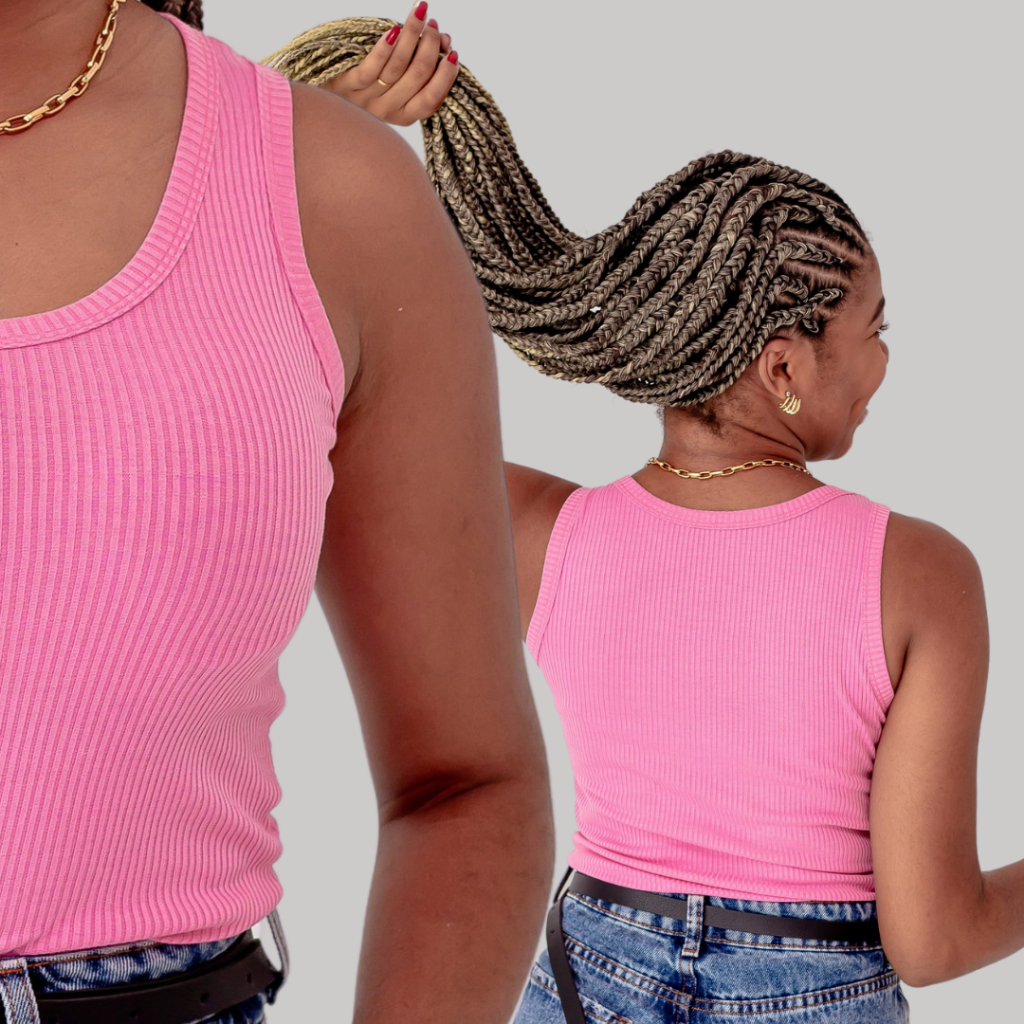 Regata canelada feminina blogueira envio rápido em Oferta na Shopee