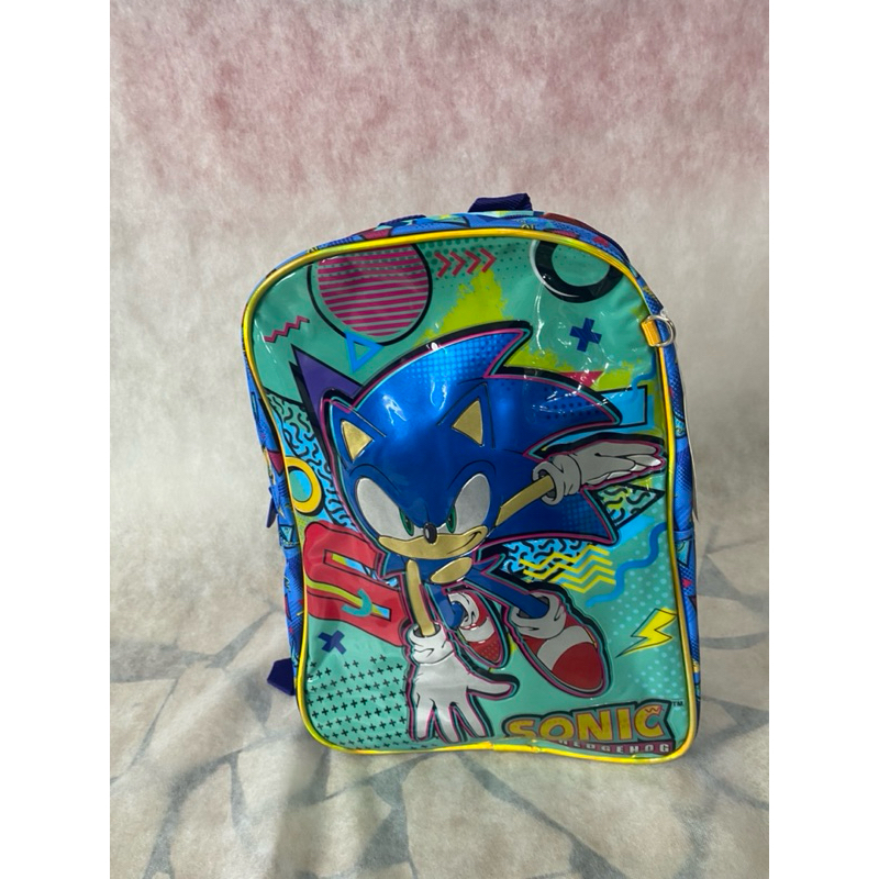 mochila SONIC pequena rodinha Sonic AZUL/VERDE REFORÇADA e personagens