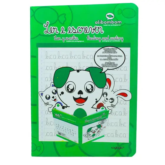 Caderno Alibombom Brochurão Numerado 1 2 3 Verde 60 Folhas - Capa flexível