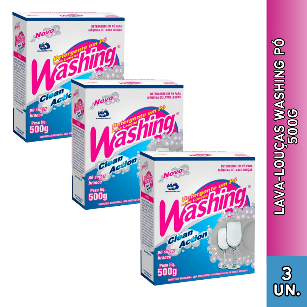 Imagem Detergente em pó lava louças Washing em Pó Clean Action 500G