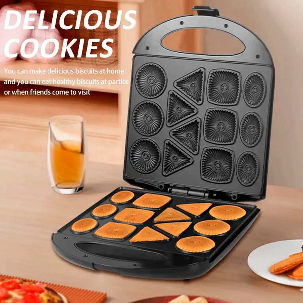 Máquina de Fazer Biscoito Cookie 110v e 220v Bolacha Divertida Waffle Crepeira 1400W