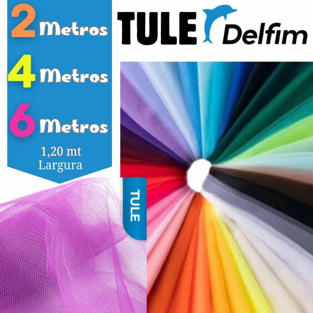 2 A 6 Metros Tecido Tule Liso Tradicional - Tule Delfim 100% Poliéster LARGURA 1,20MT em Oferta na Shopee
