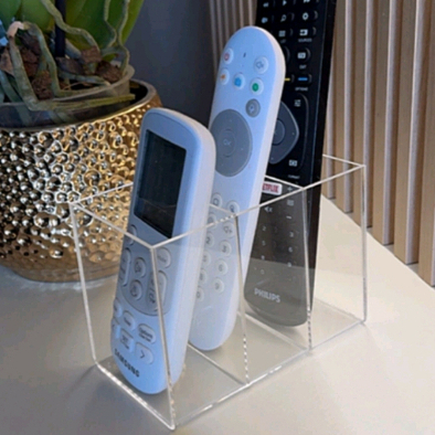 suporte para controle remoto de acrílico com 3 compartimentos