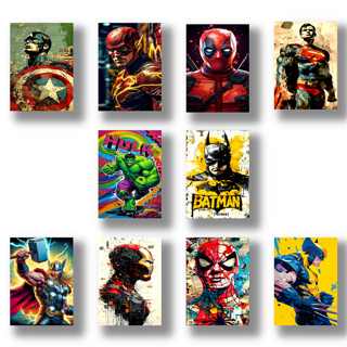 Kit 10 Placas Quadros Decorativos Tema Heróis Marvel e Dc 2 em Oferta na Shopee