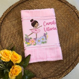 Toalha bordada bailarina personalizada com nome enxoval bebê menina em Oferta na Shopee