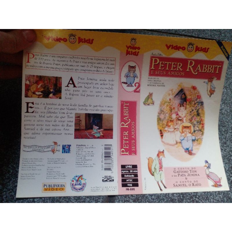 Encarte VHS Peter Rabbit e seus amigos vol. 2 ( NÃO CONTÉM A FITA)