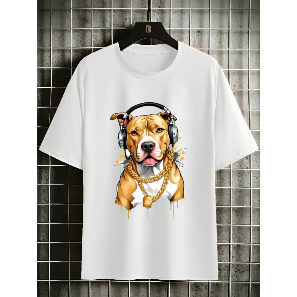 Camiseta Streetwear Pit Bull Cachorro Estampada 100% Algodão Unissex Confortável