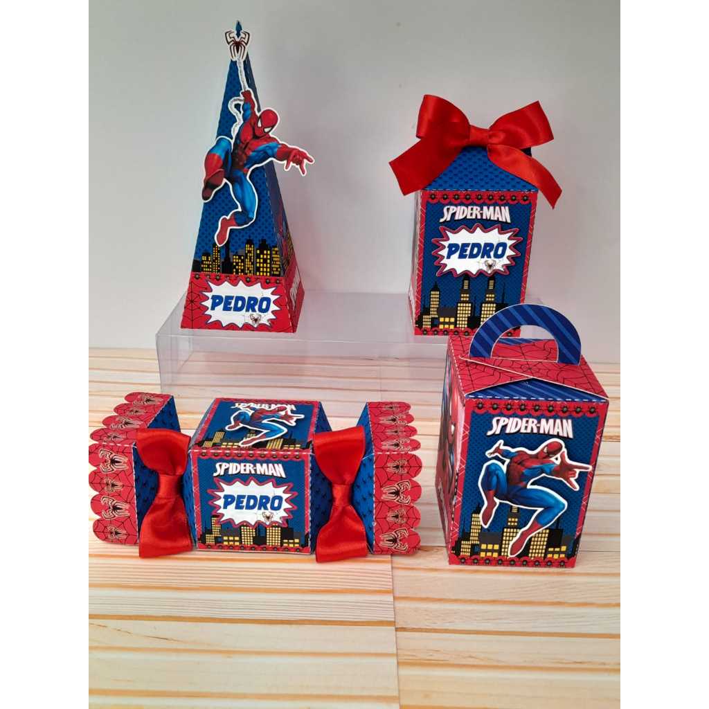 Kit Festa Infantil Homem Aranha - Pegue e Monte - Lembrancinhas - Aniversário - Caixinhas Personalizadas - Papelaria