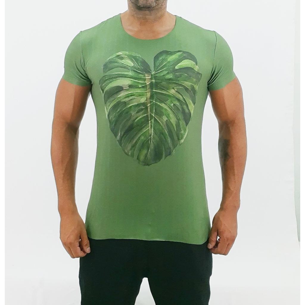 Camiseta Masculina Malha Fria Viscose com Elastano Extra Leve Amaciada Viscolycra Importada Estampa Digitalizada Floral