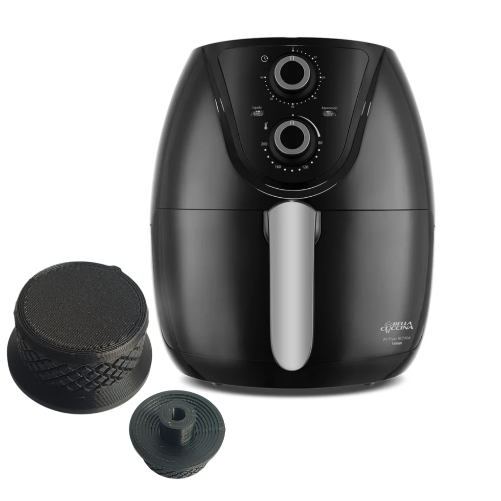 Botão Compatível Fritadeira Air Fryer Britânia Bella Cuccina BCFR04 3,8L 1500W Tempo Temperatura