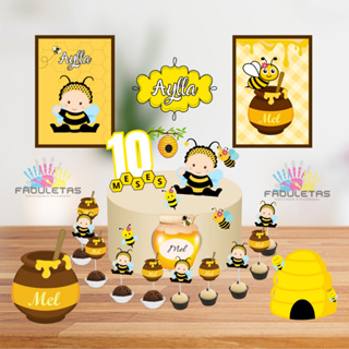 Kit Festa Só Um Bolinho ABELHINHA Enviar Nome/Idade IMEDIATAMENTE em Oferta na Shopee