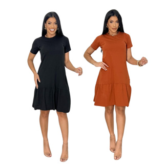 Kit 2 Vestido Feminino Soltinho Elegante Chique Algodão Promoção em Oferta na Shopee