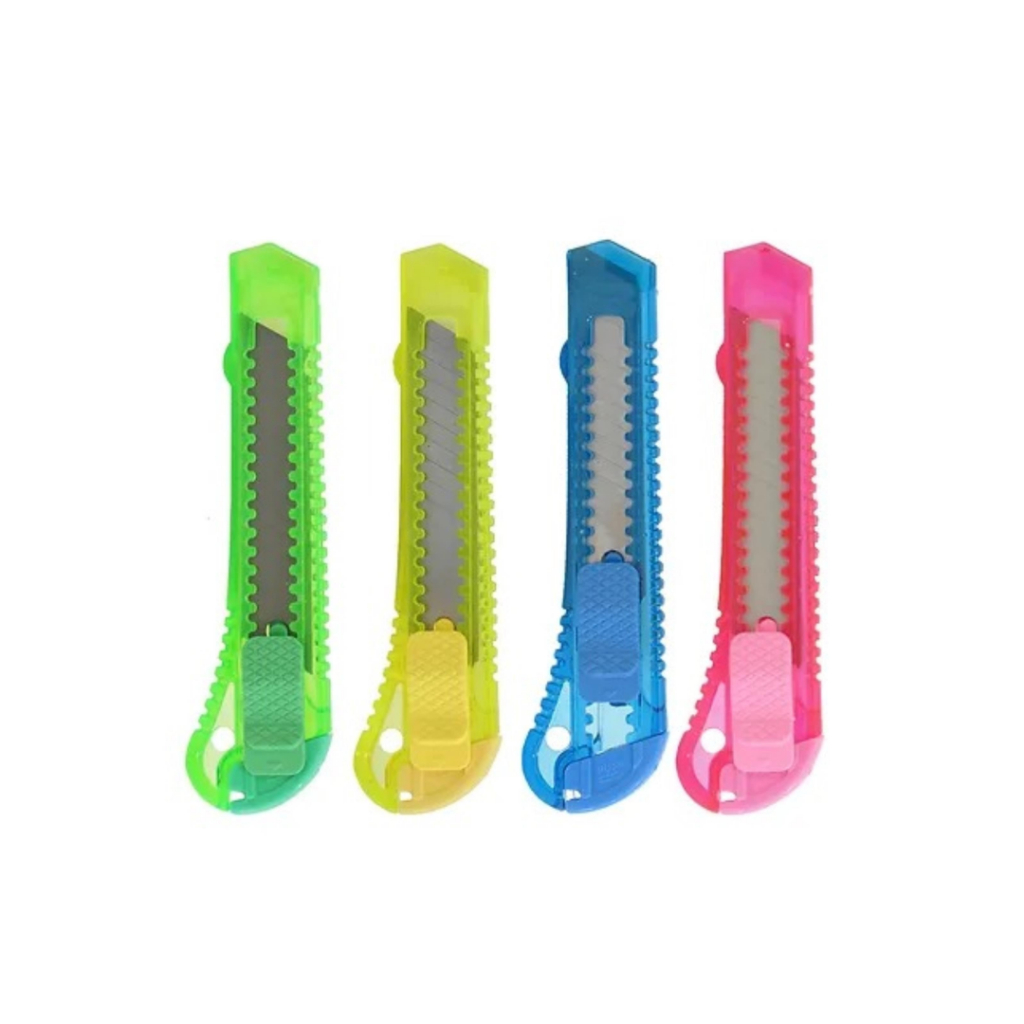 3 Estilete largo Neon Plástico Papelaria costura kit colorido