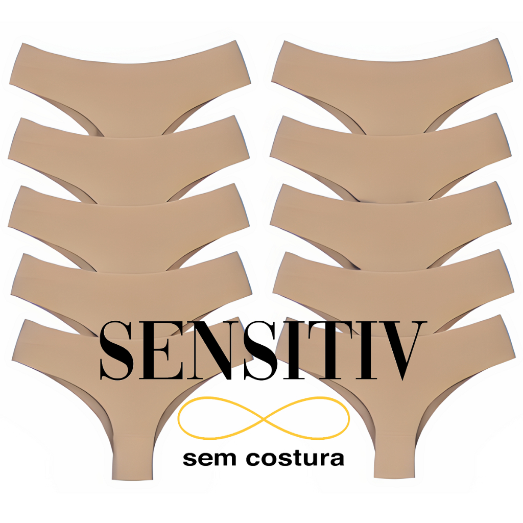 10 Calcinhas sensitiv Bege Nude Tanga Sem Costura Corte Laser original