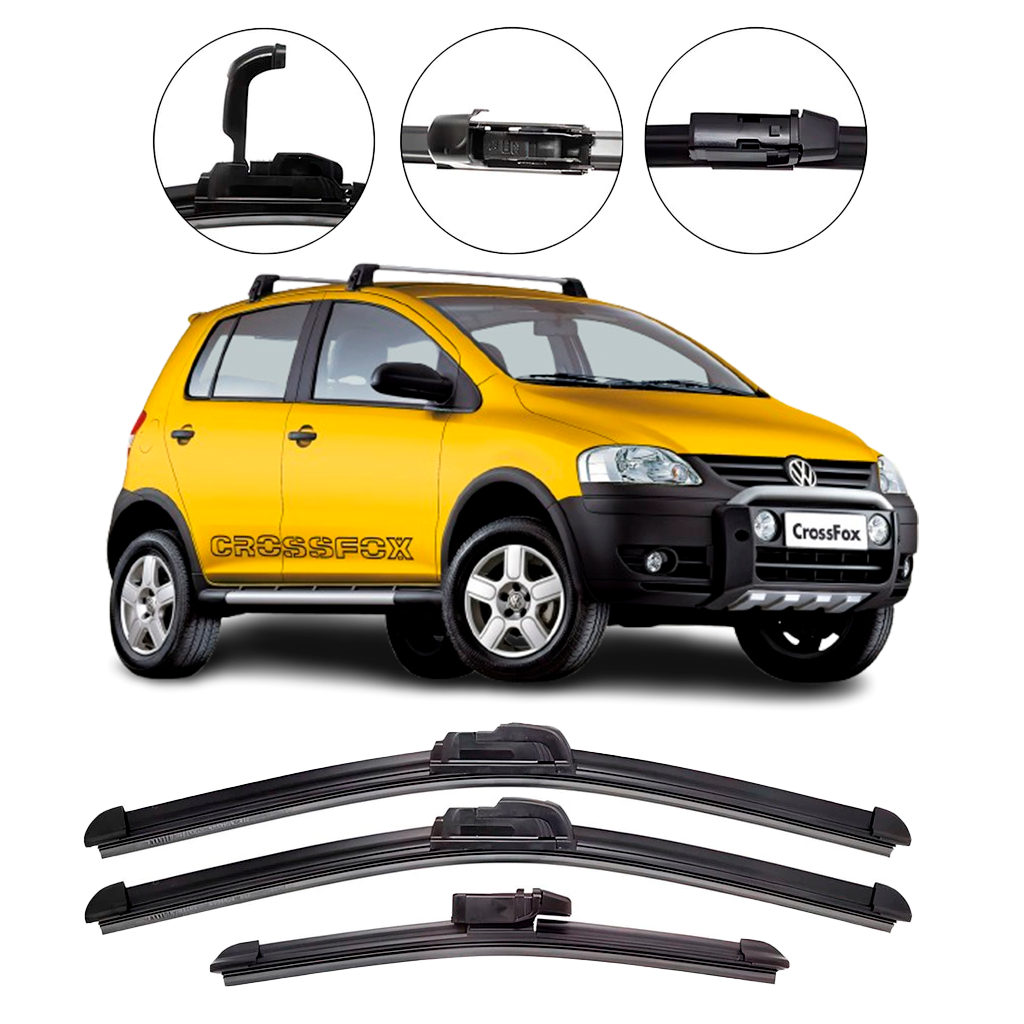 Kit de Palhetas para Limpador de Parabrisa Dianteiro + traseiro para Crossfox 2003 até 2009 em Oferta na Shopee