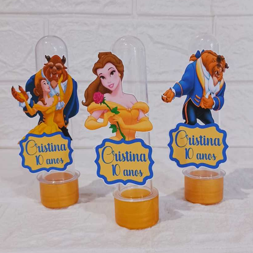 Aplique Para Tubete Bela e a Fera  Personalizado Sortidos / Lembrancinha Para Aniversario / Kit Aplique Bela e a Fera