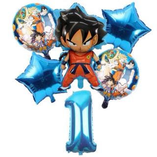 kit C/5 Balões Metalizado Dragon Ball Z Goku+Numero Azul 40Cm em Oferta na Shopee