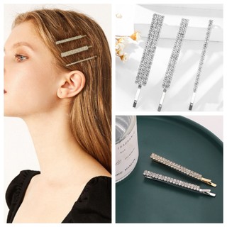 Par de Moda Tic Tac Cabelo Clips Grampo/Presilha Simples Cristais Strass