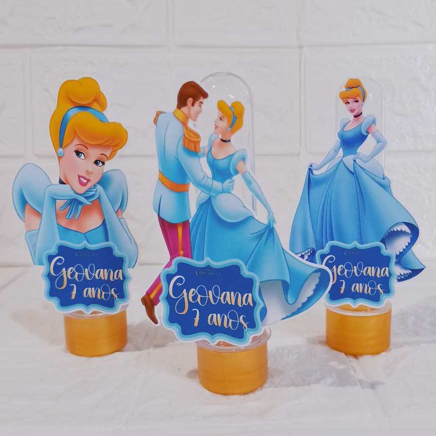 Aplique Para Tubete Cinderela Personalizado / Lembrancinha Para Aniversario / Kit Aplique 3D Cinderela Personalizado