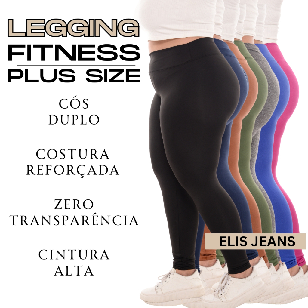 Calça Legging Plus Size Leg Suplex Grossa Zero Transparência Costura Reforçada Cintura Alt...