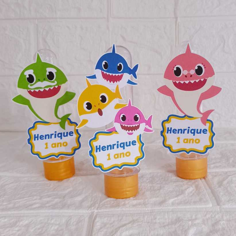 Aplique Para Tubete Baby Shark Personalizado / Lembrancinha Para Aniversario / Kit Aplique 3D Baby Shark Sortidos