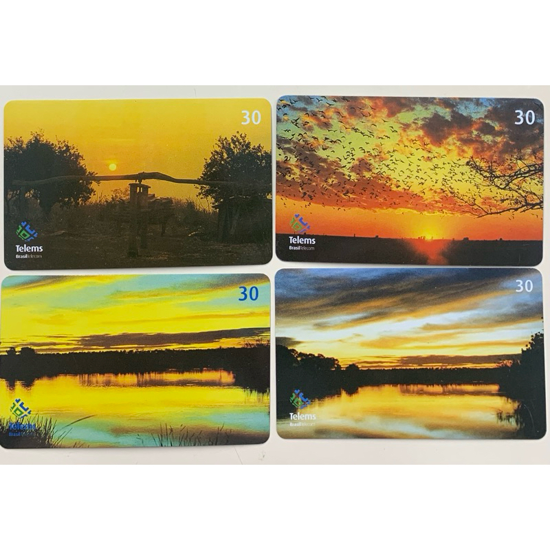 Série completa cartões telefônicos Telems Brasil Telecom. Série Por do Sol no Pantanal. Baixa tiragem