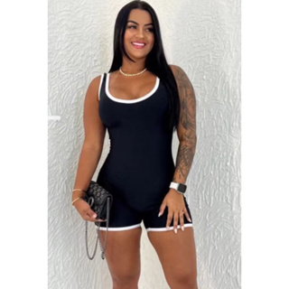 Macacão Feminino Fitness Bicolor Tendência Macaquinho em Oferta na Shopee