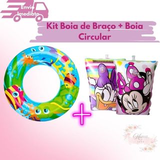 Kit Boias De Braço E Boia Circular Para Piscina Praia Boias Infláveis Para Nadar Brincar Na Água