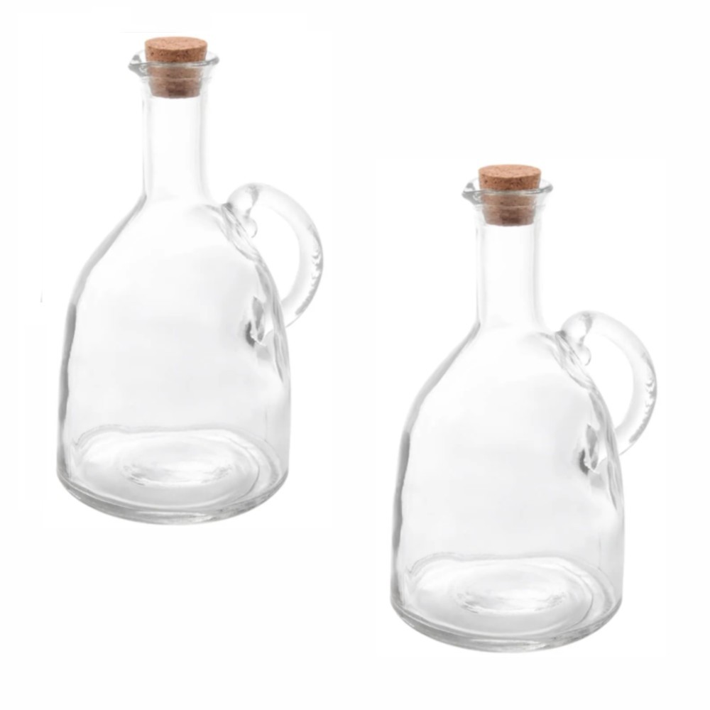 Kits Galheteiros Porta Azeite Óleo de Vidro com Tampa de Rolha 180ML - 230ML OU 580ML - Cozinha Jantar Decoração