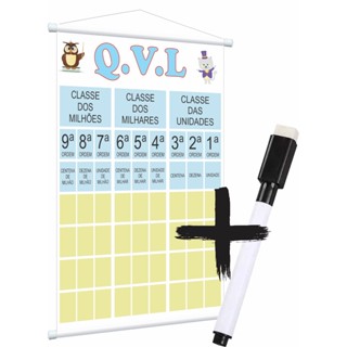 Banner pedagógico QVL classe e ordem escolar escreve e apaga plastificado em Oferta na Shopee