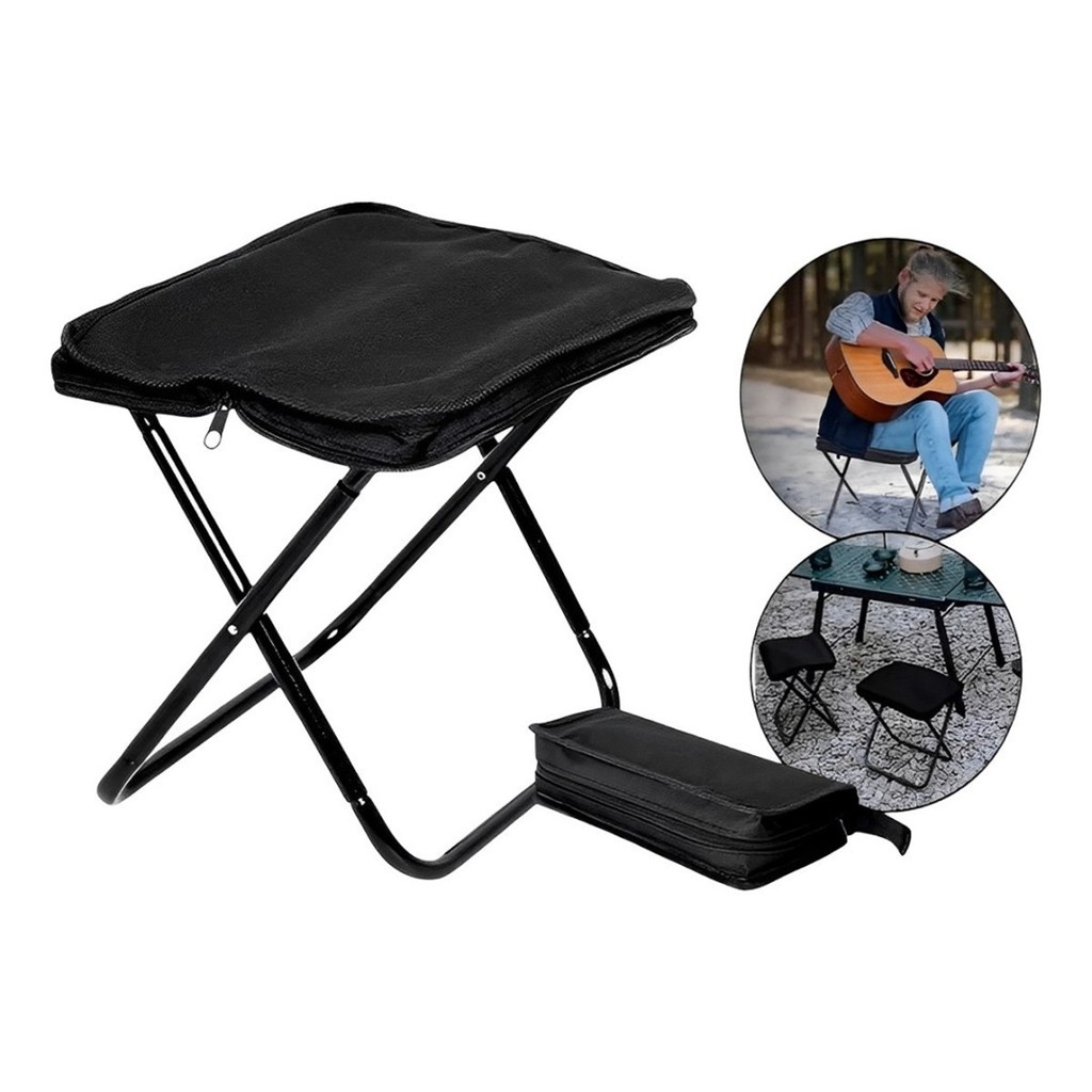 Banqueta Banquinho Dobrável Alumínio Camping C/ Bolsa Ziper em Oferta na Shopee
